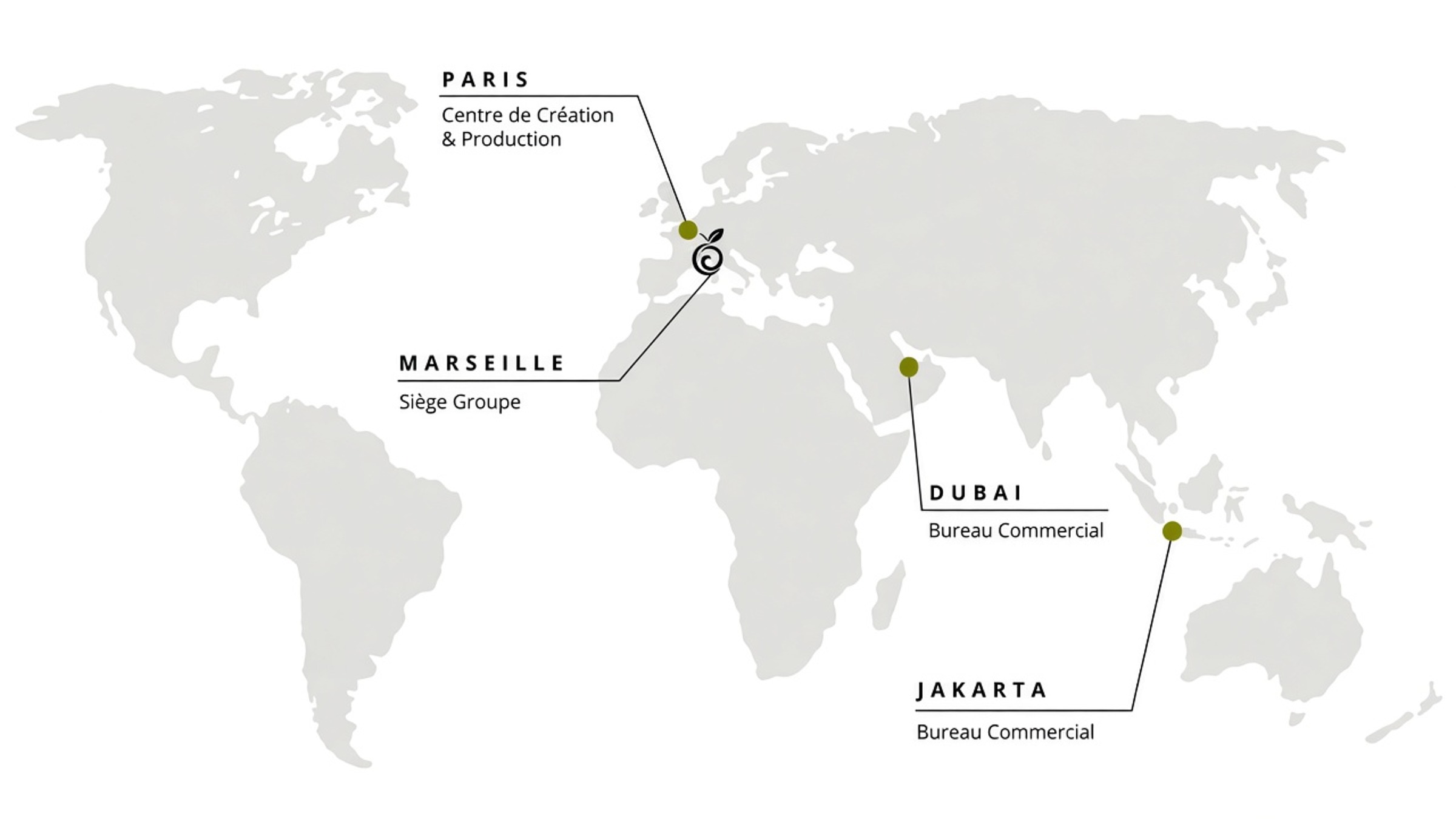 Carte Fontarôme : Paris, Marseille, Dubai, Jakarta